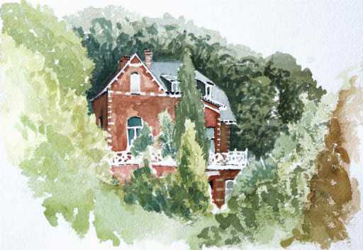 Painting pleinair House on the hill