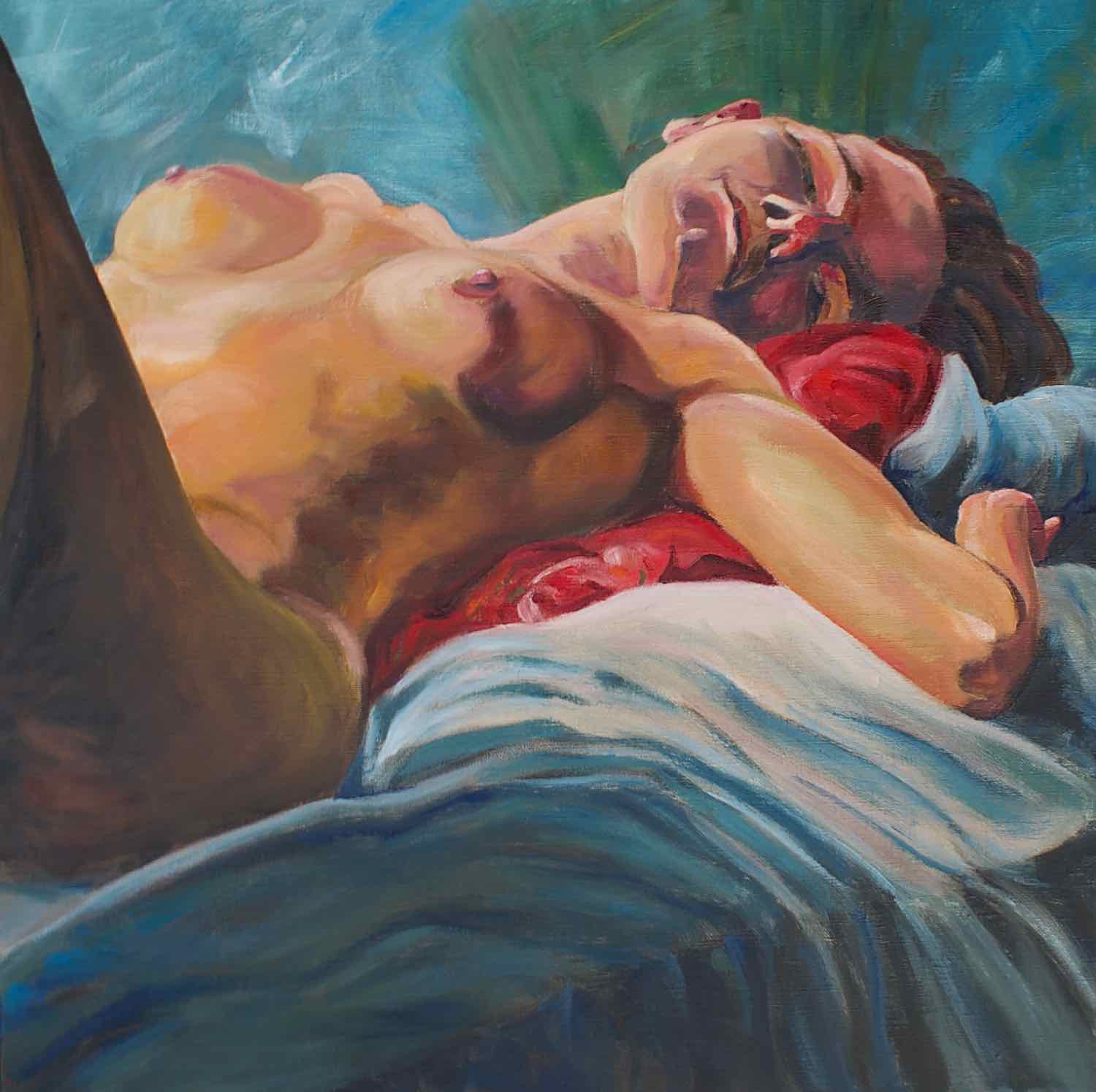 Kunst werk van da:njels: In dreams we wander - Olieverf op doek - 70 x 70 cm - 2018