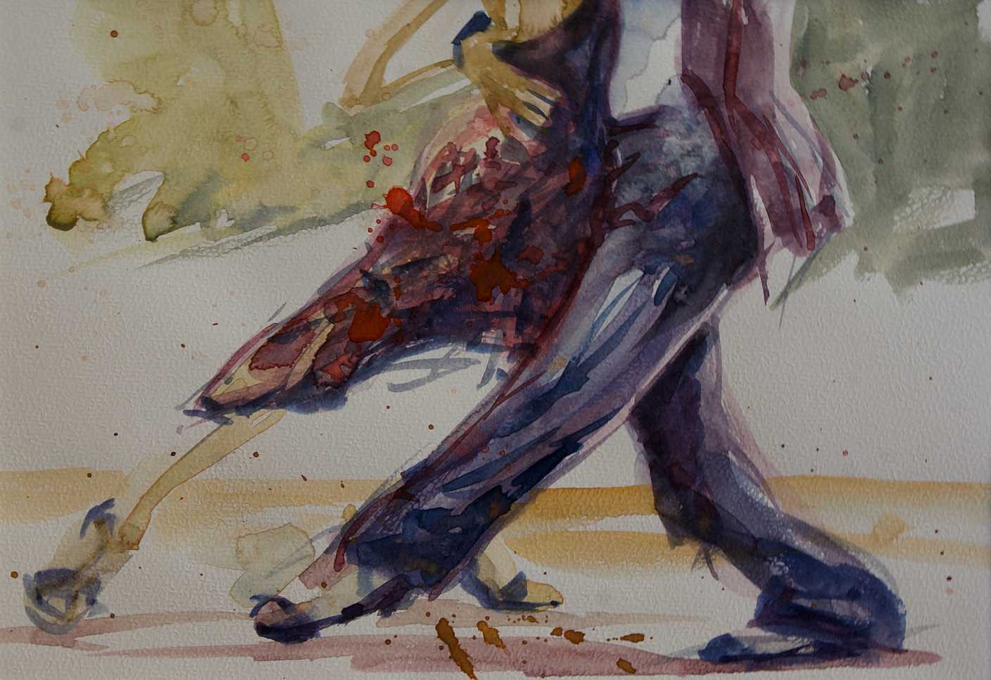 Tangodanser, Aquarel op papier.