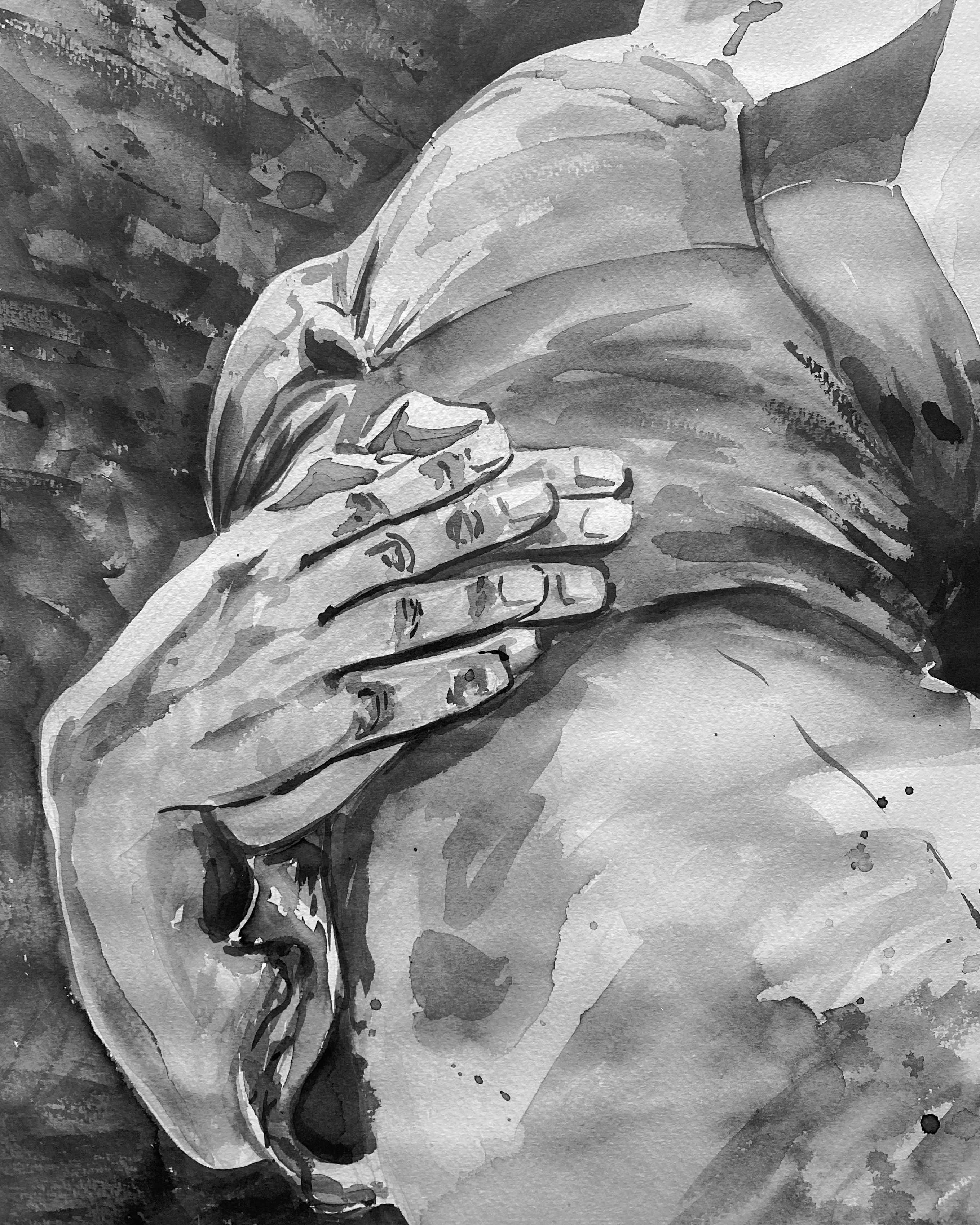 'Pasion' - Inkt op Waterford papier - 40 x 50 cm - 2021 - collectie 'Manos'