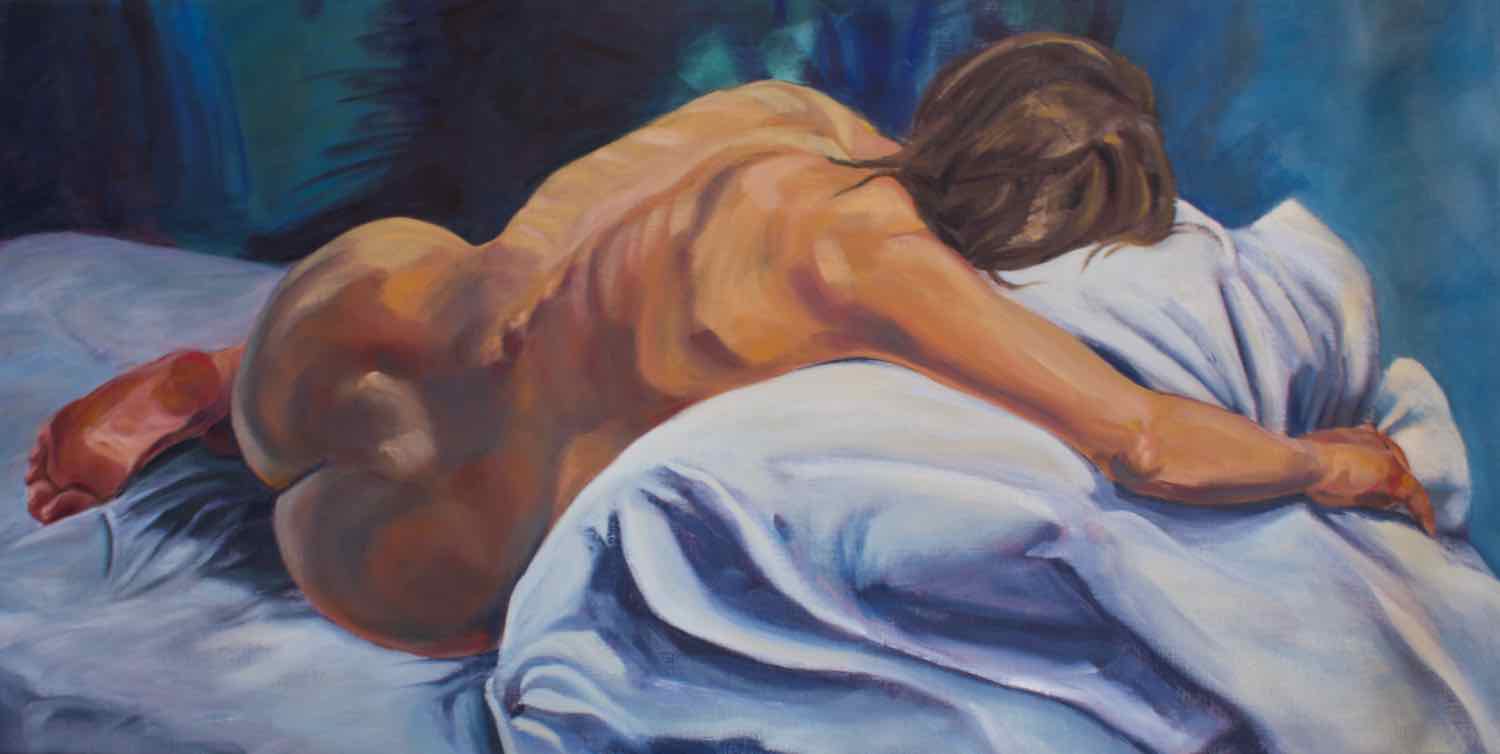 Kunst werk van da:njels: Sometimes the world is messing us up - Olieverf op doek - 120 x 60 cm - 2018