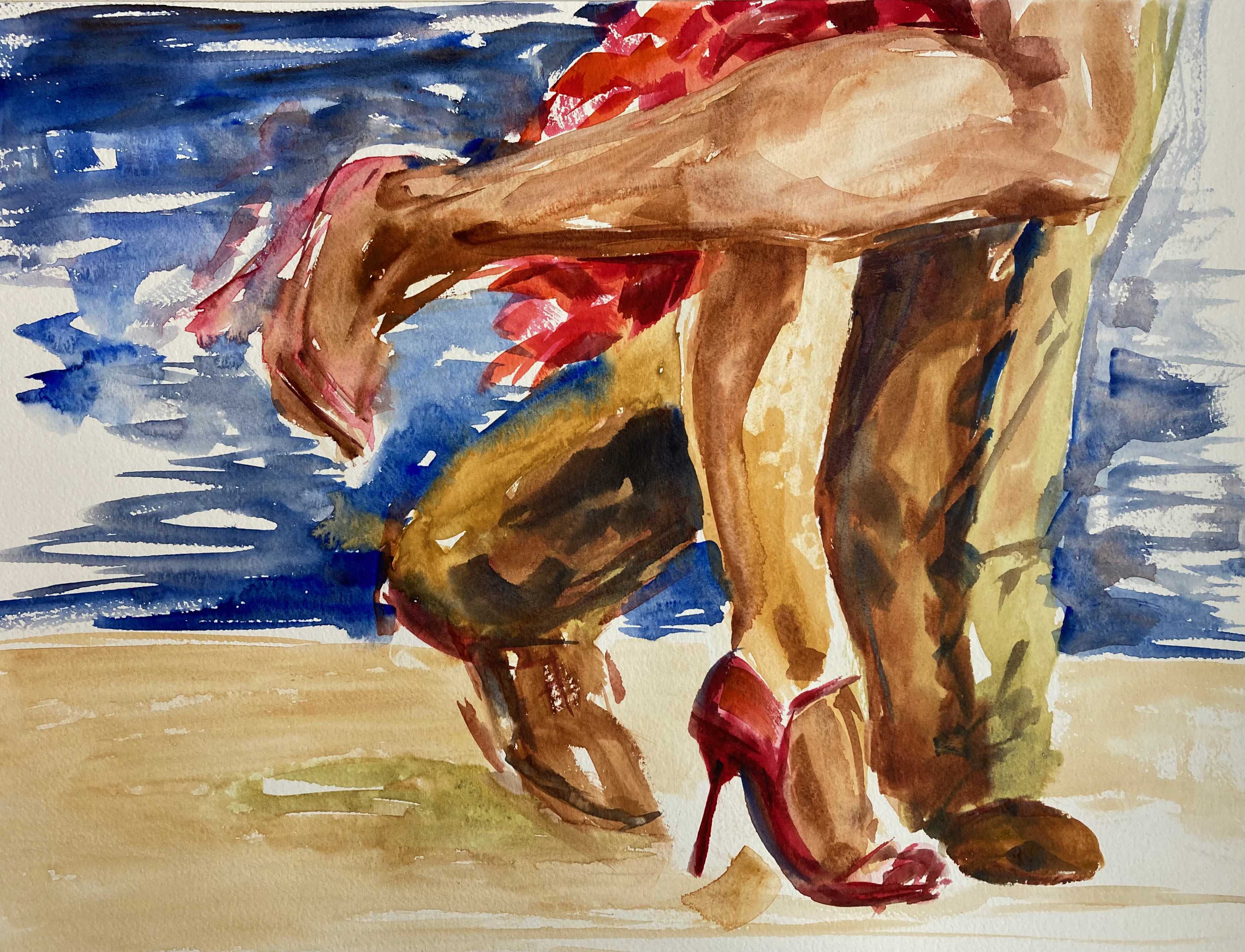 Kunst werk van da:njels: Torrente - Aquarel op Arches papier - 48 x 36 cm - 2021