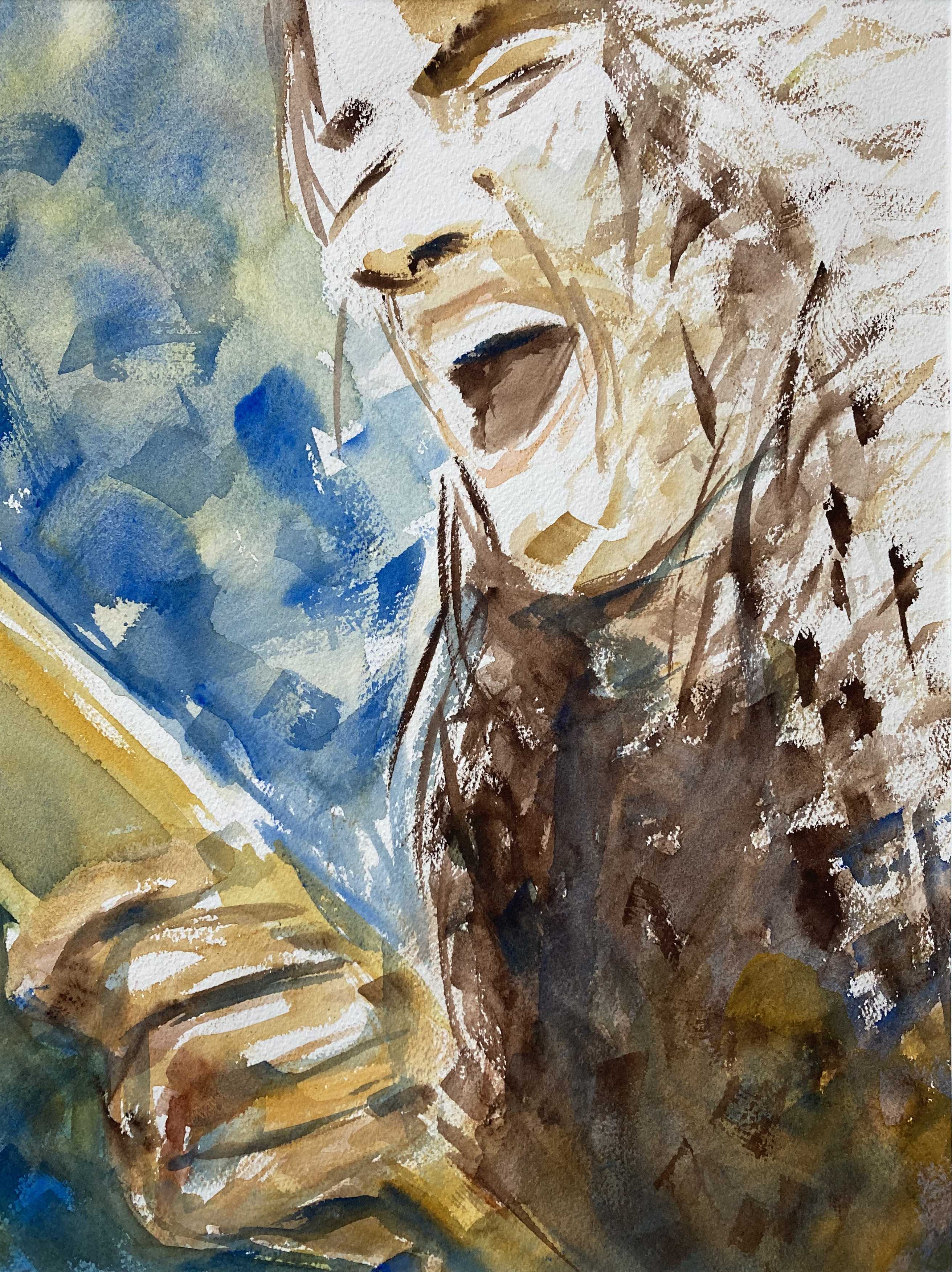 Kunst werk van da:njels: Watergevecht I - Aquarel op Arches papier - 30 x 40 cm - 2022