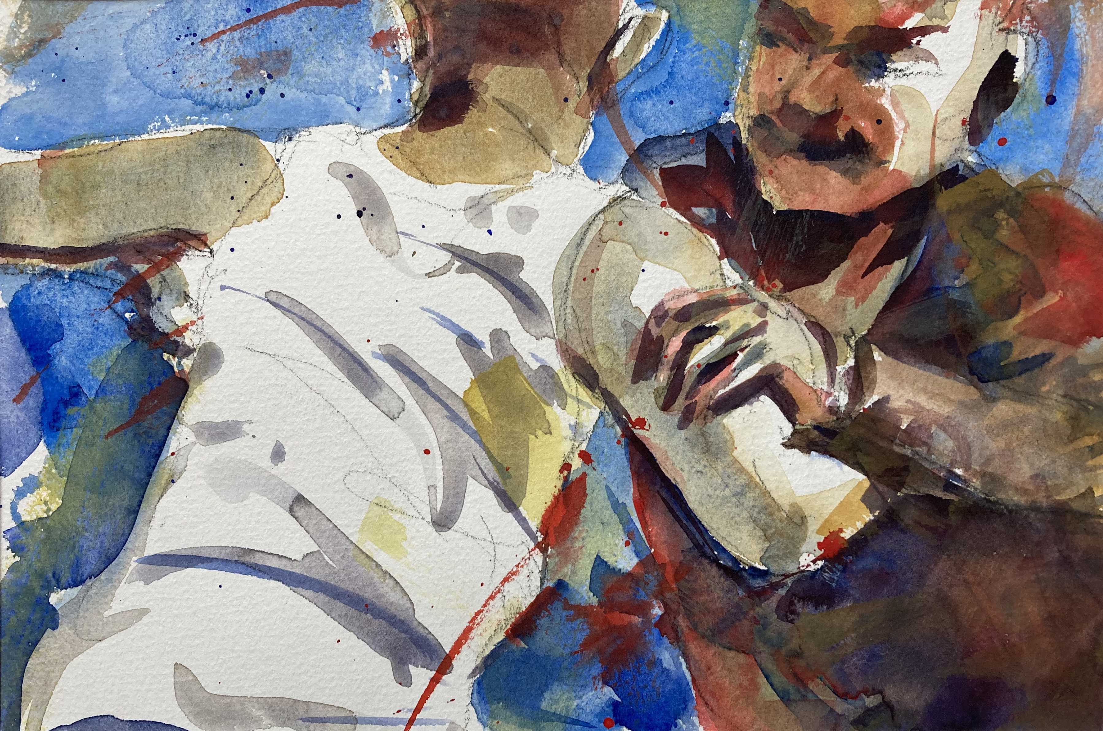 Kunst werk van da:njels: Watergevecht III - Aquarel op Arches papier - 30 x 20 cm - 2022