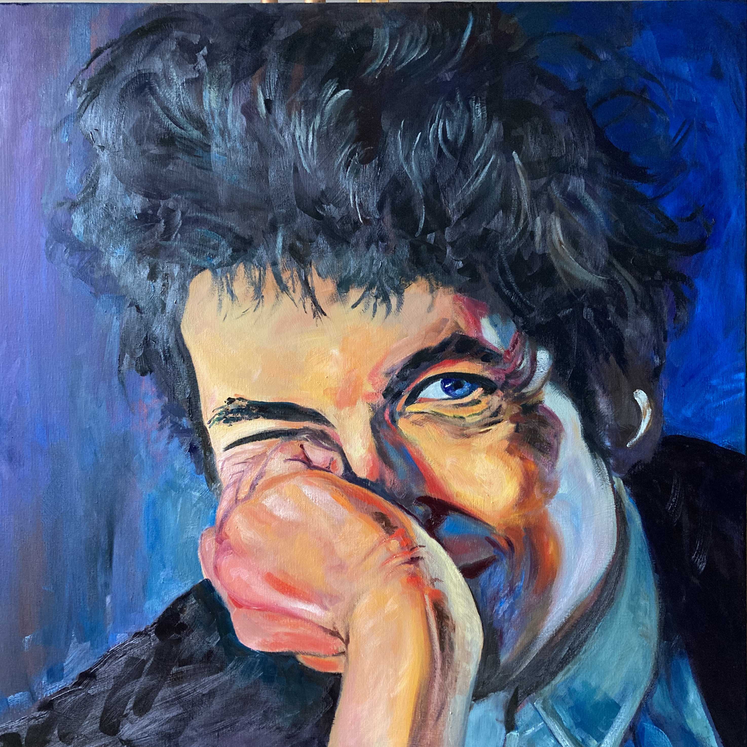 Kunst werk van da:njels: Tangled up in blue - Olieverf op linnen - 100 x 100 cm - 2024