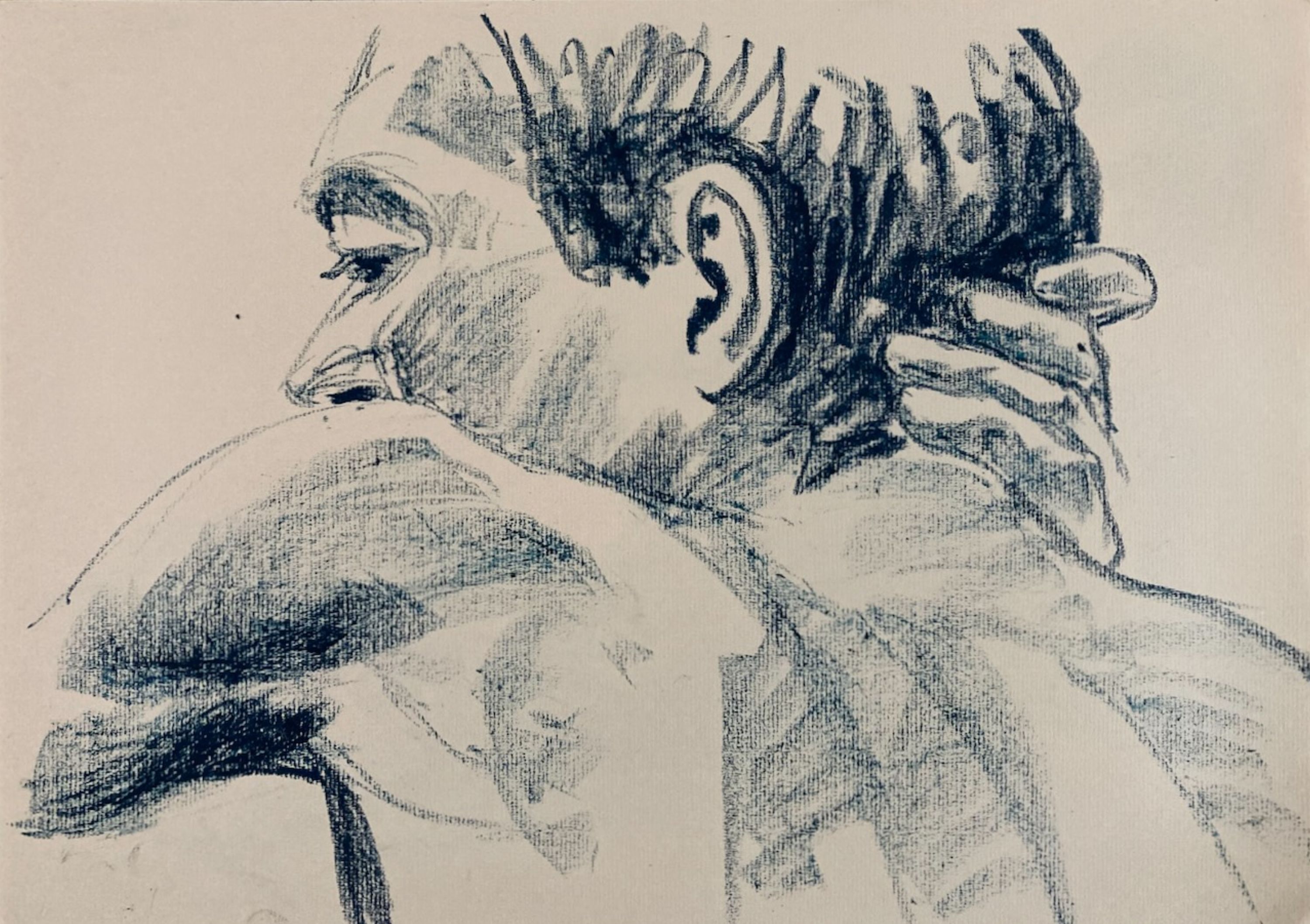 Kunst werk van da:njels: Ache - Oliepastel op papier - 42 x 29,7 cm - 2024