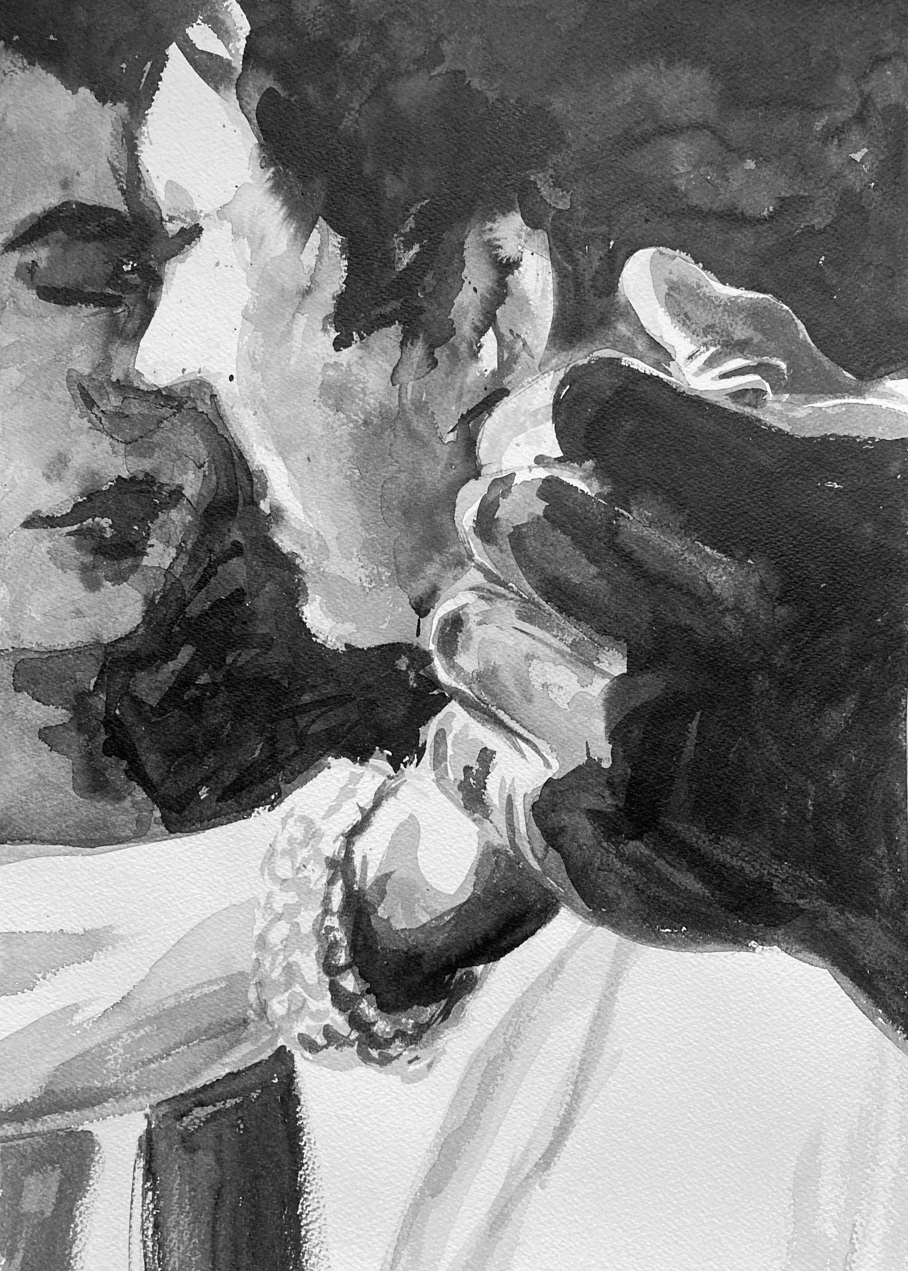 Kunst werk van da:njels: cerca - Inkt op Arches papier - 36 x 51 cm - 2025