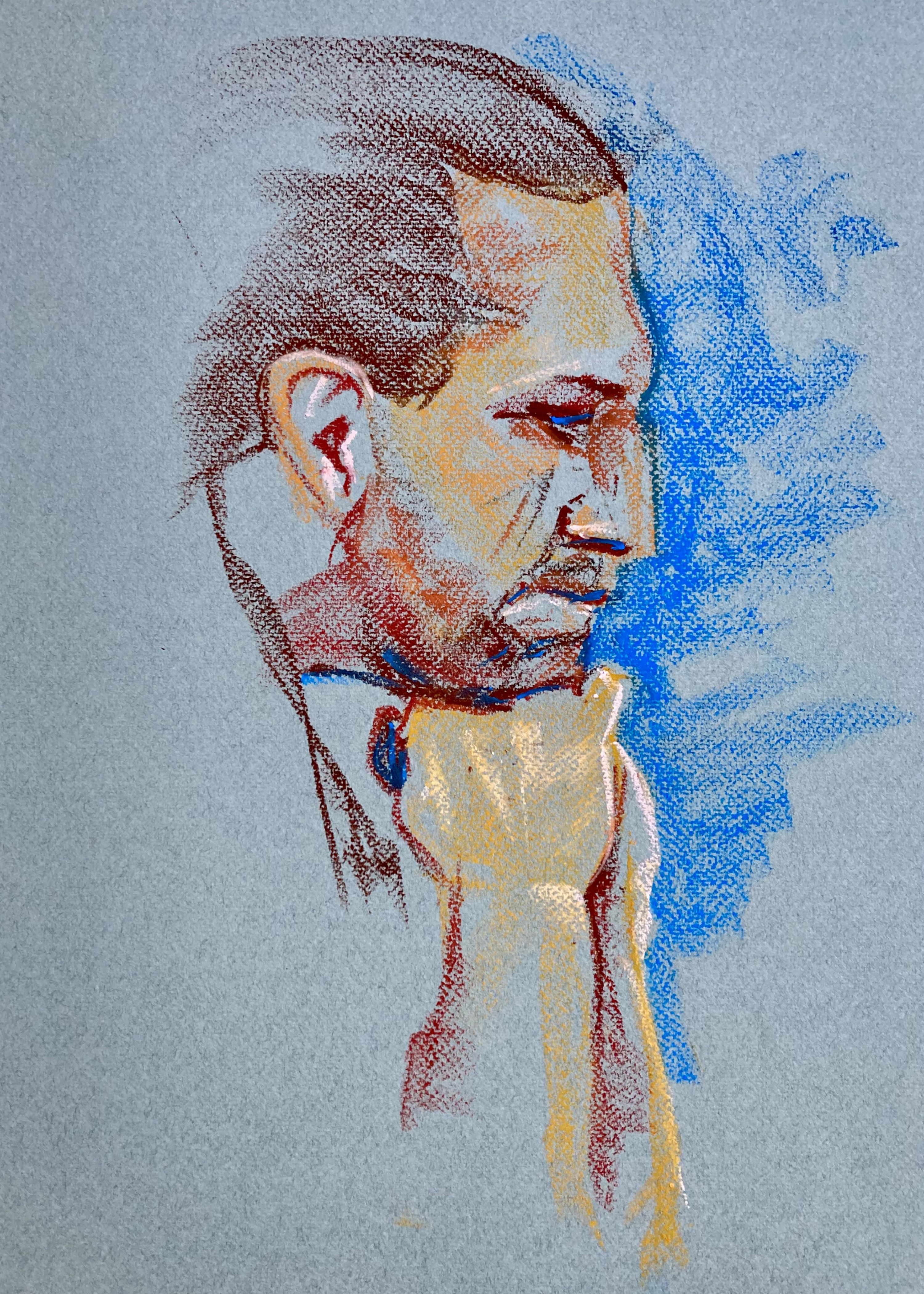 Kunst werk van da:njels: strategy - 29,7 x 42 cm - Oliepastel op Rembrandt pastelpapier - 2025