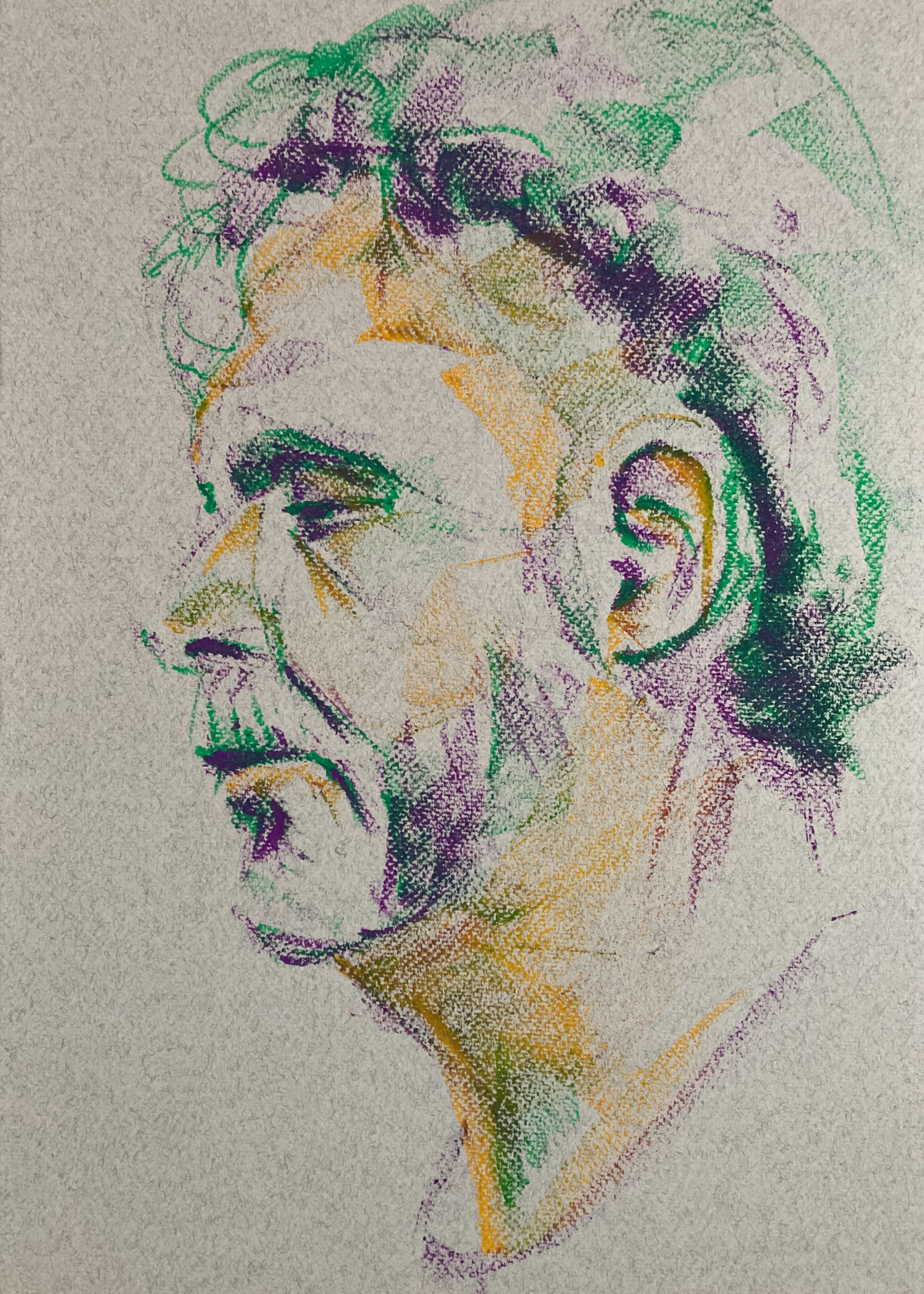 'listen' - 29,7 x 42 cm - Oliepastel op Rembrandt pastelpapier - 2026 - collectie 'De Scheve schets'